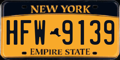 NY license plate HFW9139