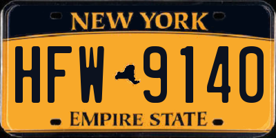 NY license plate HFW9140