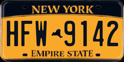 NY license plate HFW9142