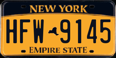 NY license plate HFW9145