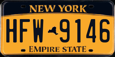 NY license plate HFW9146