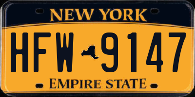 NY license plate HFW9147