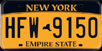 NY license plate HFW9150