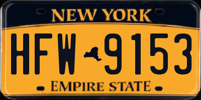 NY license plate HFW9153
