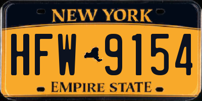 NY license plate HFW9154