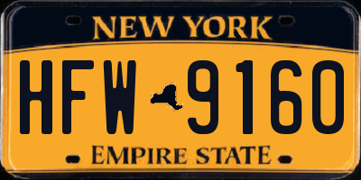 NY license plate HFW9160
