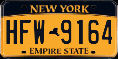 NY license plate HFW9164