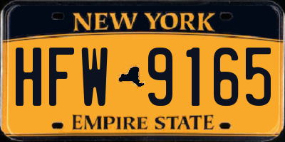 NY license plate HFW9165