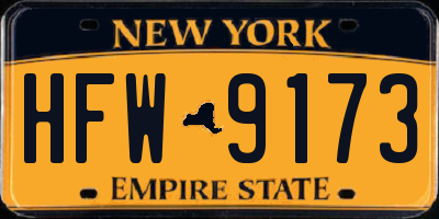 NY license plate HFW9173