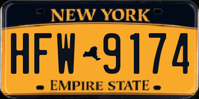NY license plate HFW9174