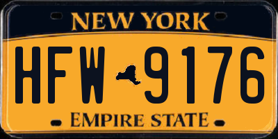 NY license plate HFW9176