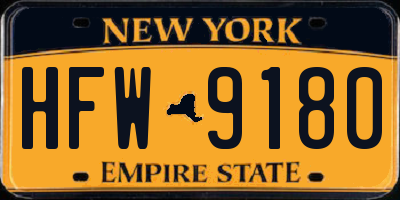 NY license plate HFW9180