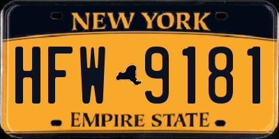 NY license plate HFW9181