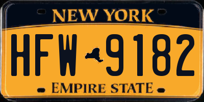 NY license plate HFW9182