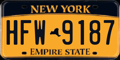 NY license plate HFW9187