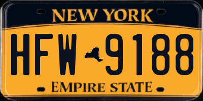 NY license plate HFW9188