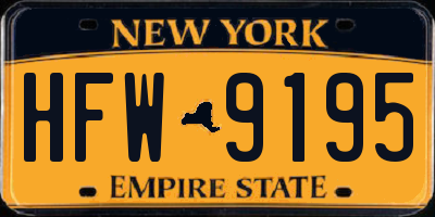 NY license plate HFW9195