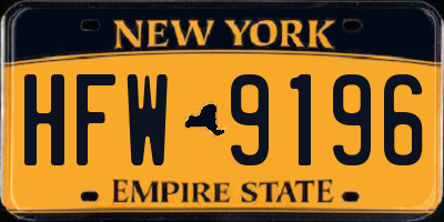 NY license plate HFW9196