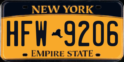 NY license plate HFW9206
