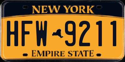 NY license plate HFW9211