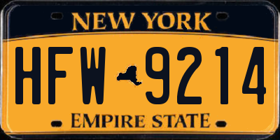 NY license plate HFW9214