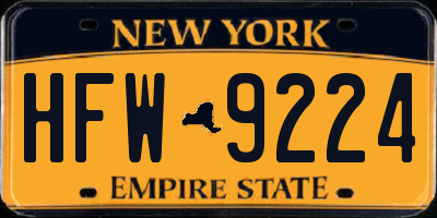 NY license plate HFW9224