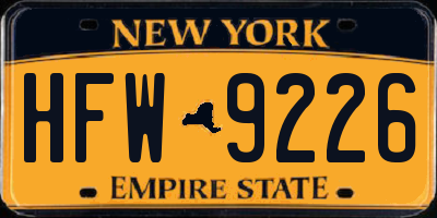 NY license plate HFW9226