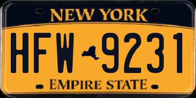 NY license plate HFW9231