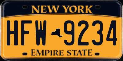 NY license plate HFW9234