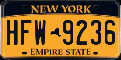 NY license plate HFW9236