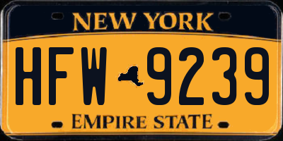 NY license plate HFW9239