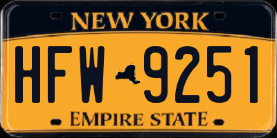 NY license plate HFW9251
