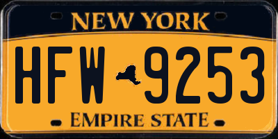 NY license plate HFW9253