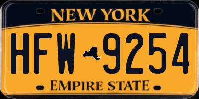 NY license plate HFW9254