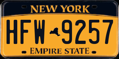 NY license plate HFW9257