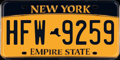 NY license plate HFW9259