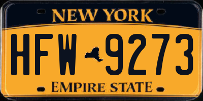 NY license plate HFW9273