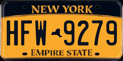 NY license plate HFW9279