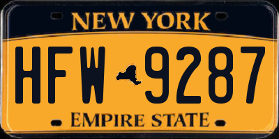NY license plate HFW9287
