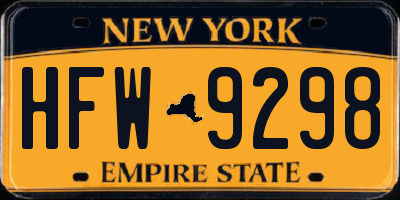 NY license plate HFW9298