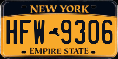 NY license plate HFW9306
