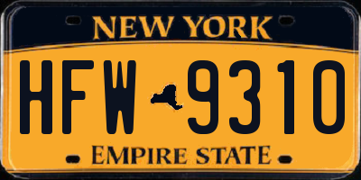 NY license plate HFW9310