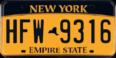 NY license plate HFW9316