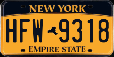 NY license plate HFW9318