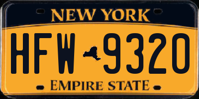 NY license plate HFW9320