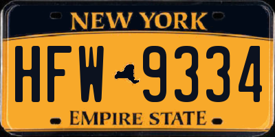 NY license plate HFW9334