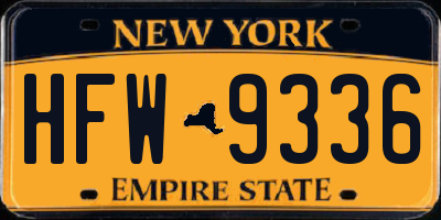 NY license plate HFW9336