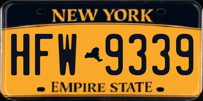 NY license plate HFW9339