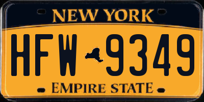 NY license plate HFW9349