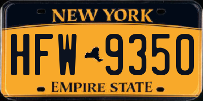 NY license plate HFW9350